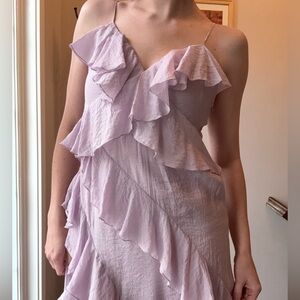 Elegant Lavender Ruffle Maxi Dress